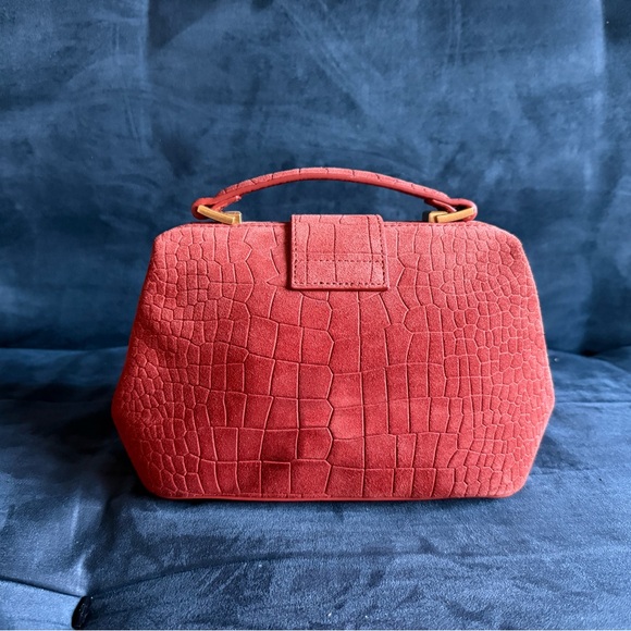 Brandon Blackwood Elegant Burnt Orange Crocodile-Embossed Elizabeth Handbag - Picture 3 of 8